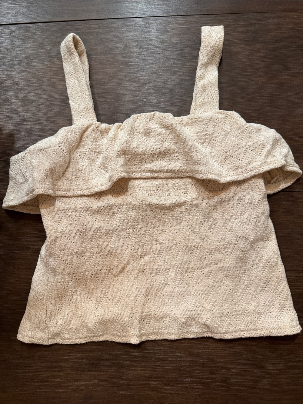 Madewell Cream Ruffle Knit Tank Top